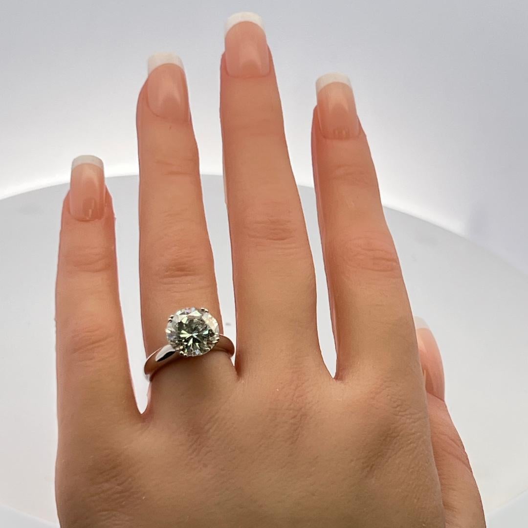 Anello di fidanzamento in platino con diamante tondo Brilliante I SI2 da 4,33 carati in vendita 6