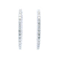 4.33 Carat Round Diamond Hoop Earrings White Gold