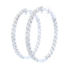 Boucles d'oreilles en or blanc avec diamants ronds de 4.33 carat