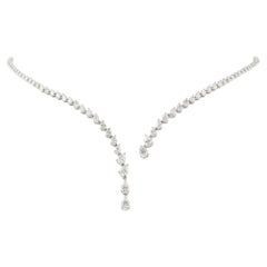 4.33 Ct Natural Diamond Pear Cut Open Choker Collar Necklace 14k White Gold