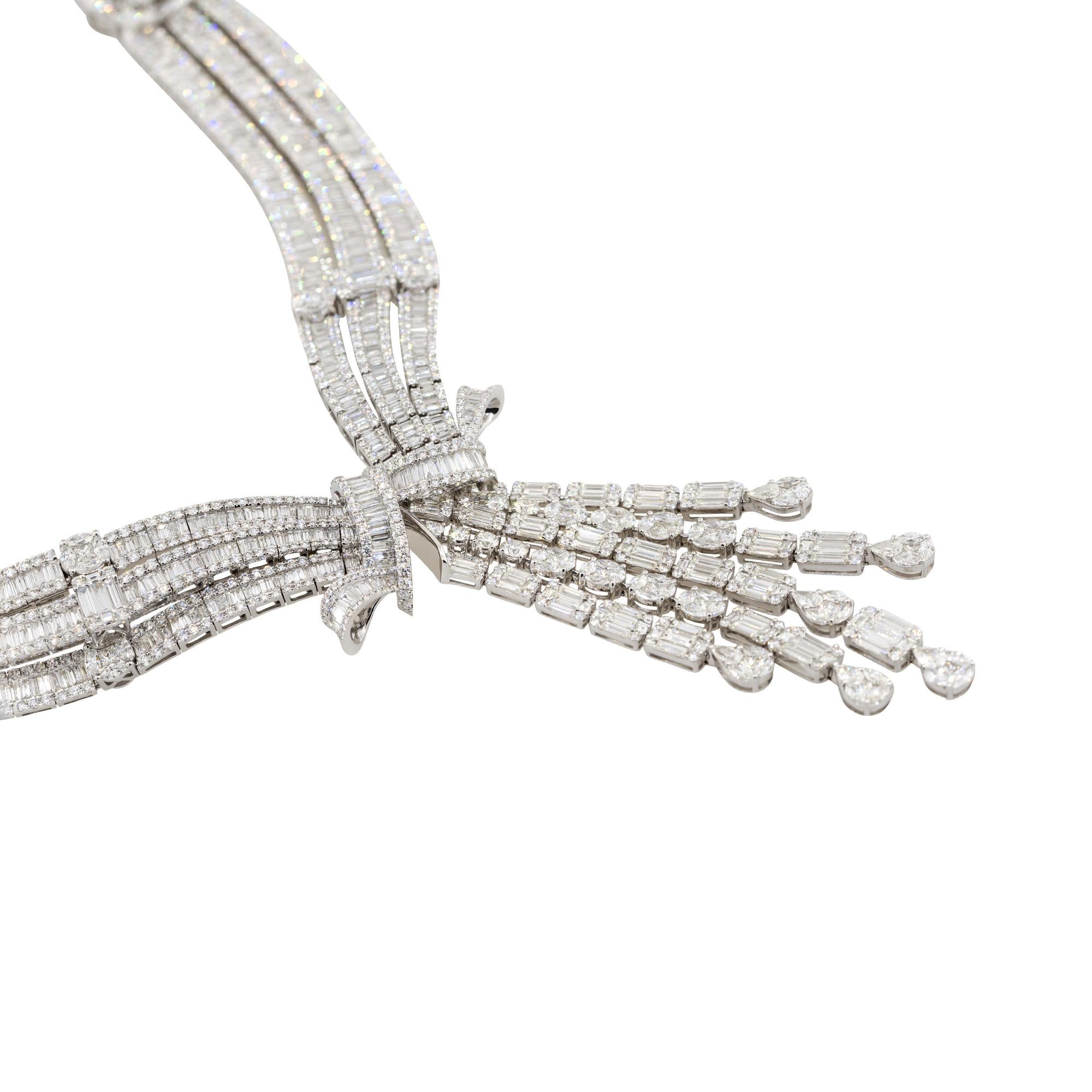 43.31 Carat Diamond Pave Multi Dangle Necklace 18 Karat in Stock 1