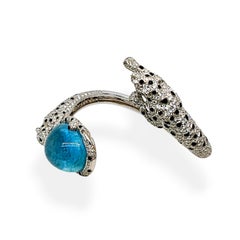 43.32 Carat Aquamarine Emerald Diamond White Gold Bracelet