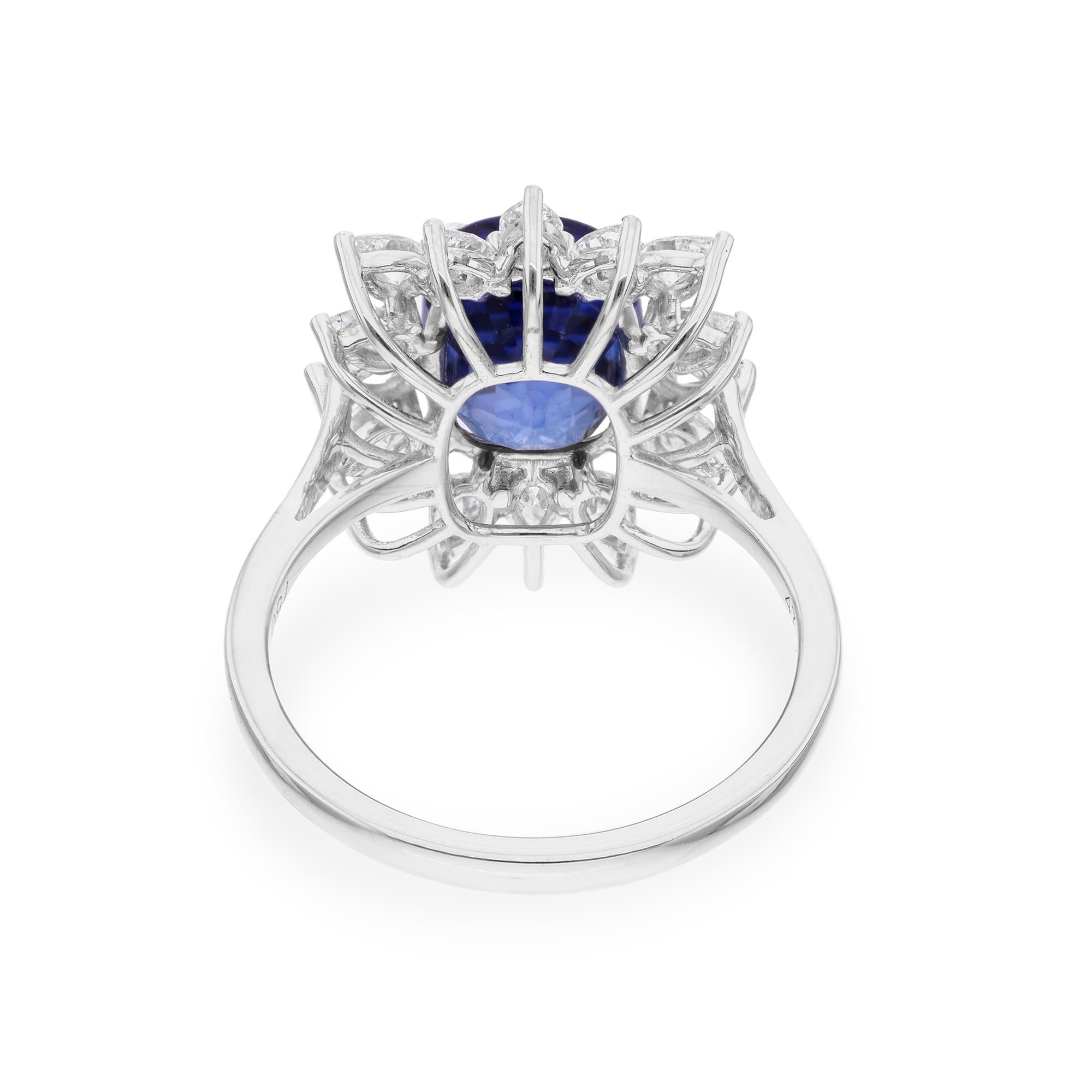 in vendita:  Anello di fidanzamento con diamante aureolato con zaffiro blu da 4,33 carati in oro bianco 14 carati 5