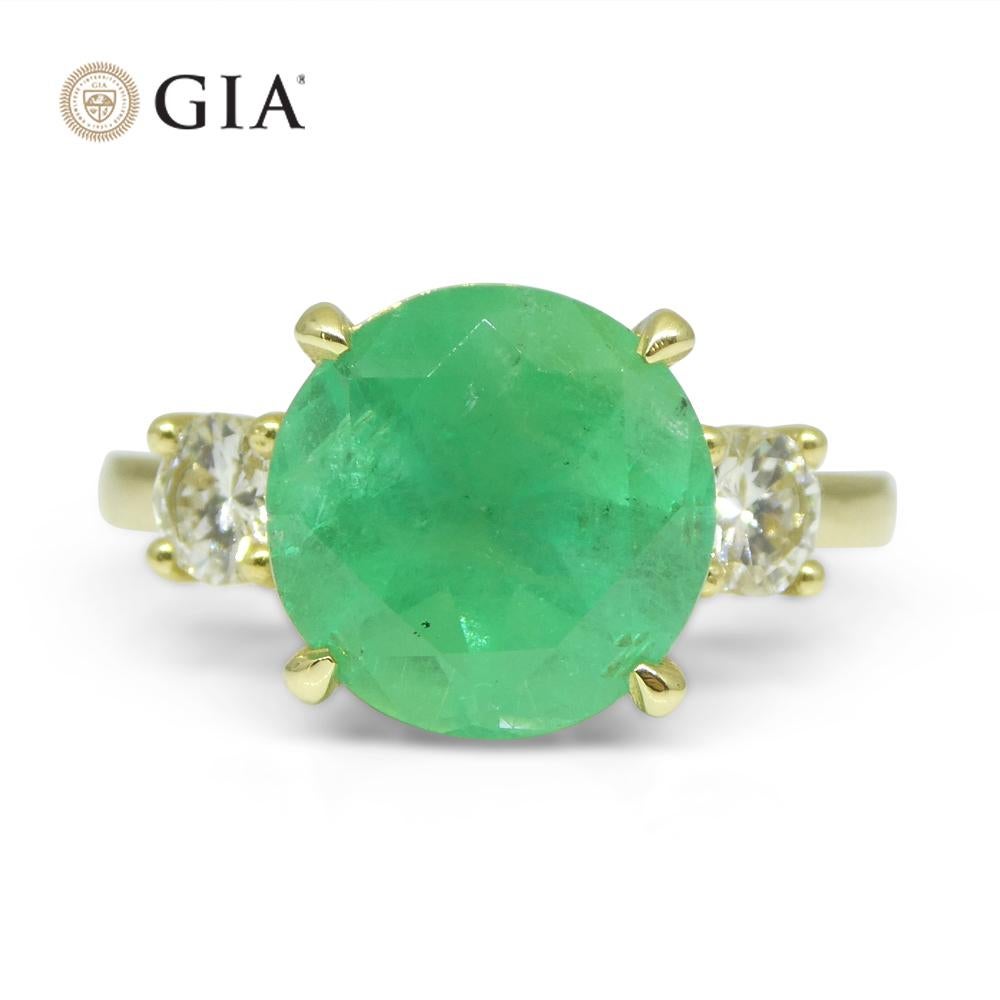 4.33ct Emerald, Diamond Statement or Engagement Ring set in 18k Yellow Gold, GIA For Sale 4
