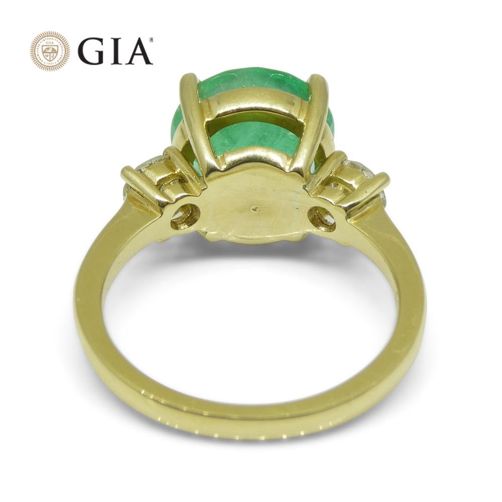 4.33ct Emerald, Diamond Statement or Engagement Ring set in 18k Yellow Gold, GIA For Sale 6