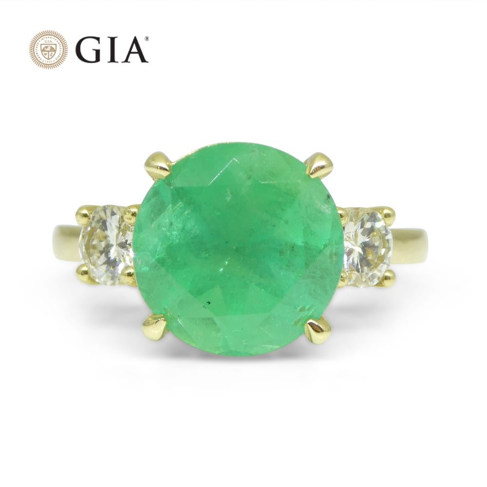 4.33ct Emerald, Diamond Statement or Engagement Ring set in 18k Yellow Gold, GIA For Sale 8