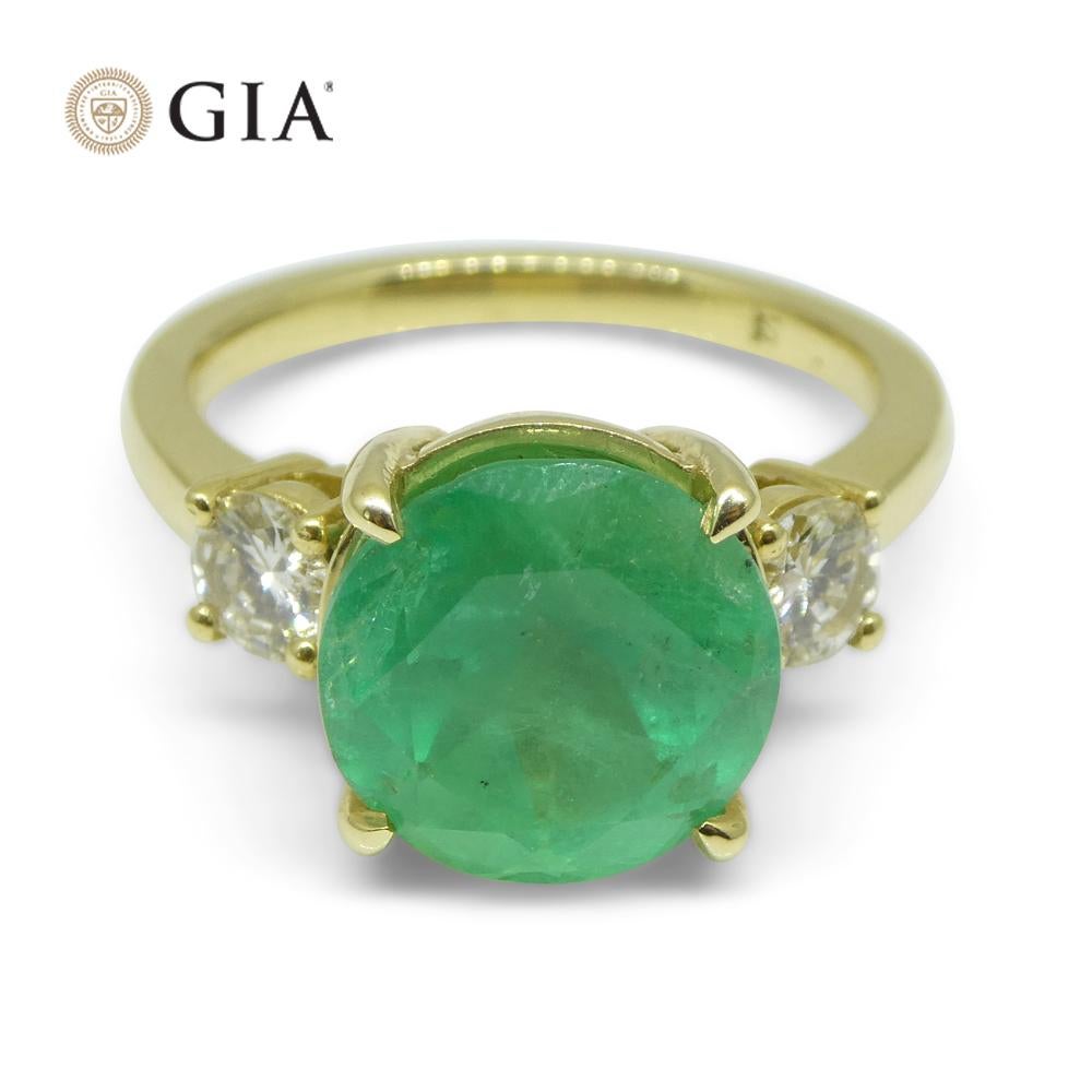 4.33ct Emerald, Diamond Statement or Engagement Ring set in 18k Yellow Gold, GIA For Sale 1