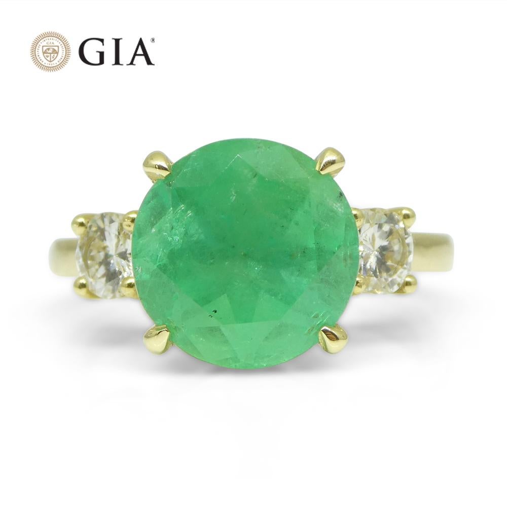 4.33ct Emerald, Diamond Statement or Engagement Ring set in 18k Yellow Gold, GIA For Sale 3