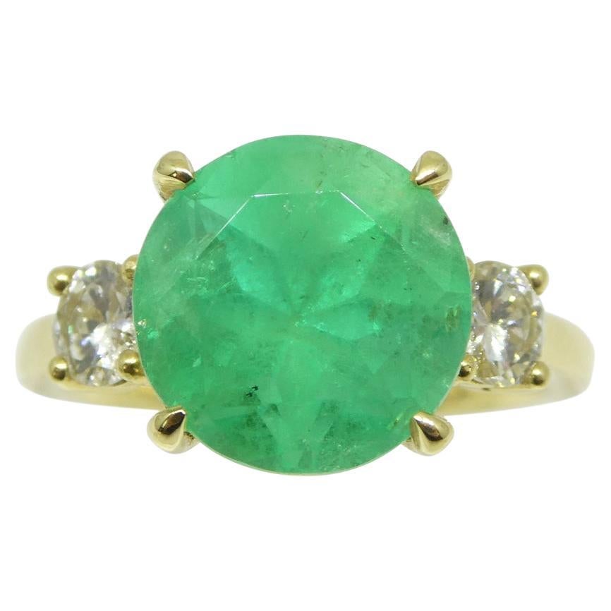 4.33ct Emerald, Diamond Statement or Engagement Ring set in 18k Yellow Gold, GIA For Sale