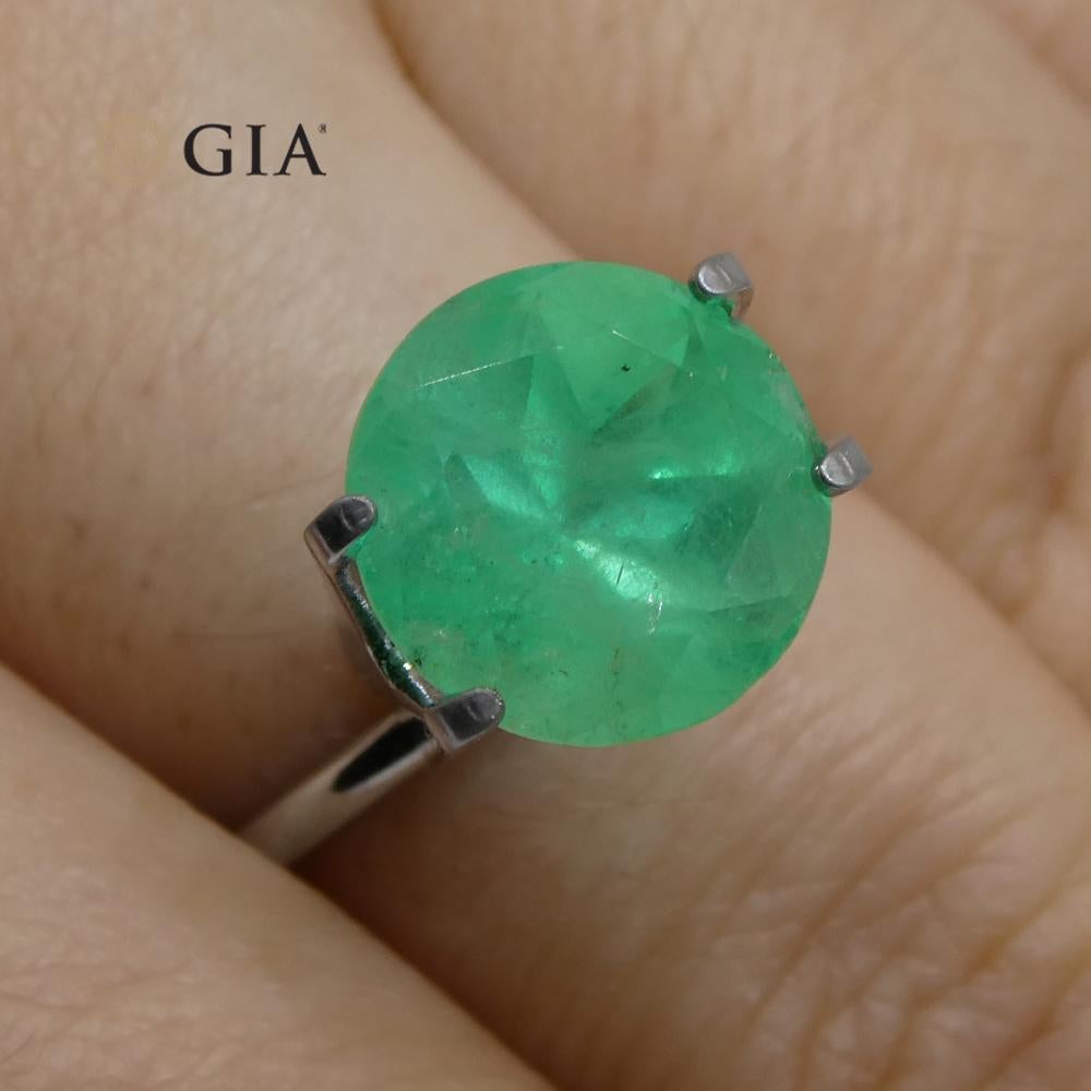 Brilliant Cut 4.33 Carat Round Emerald GIA Certified Colombian