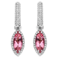 4.33Ct Tourmaline, 0.76Ct Saphir & 1.18Ct Diamants 18K Boucles d'oreilles pendantes