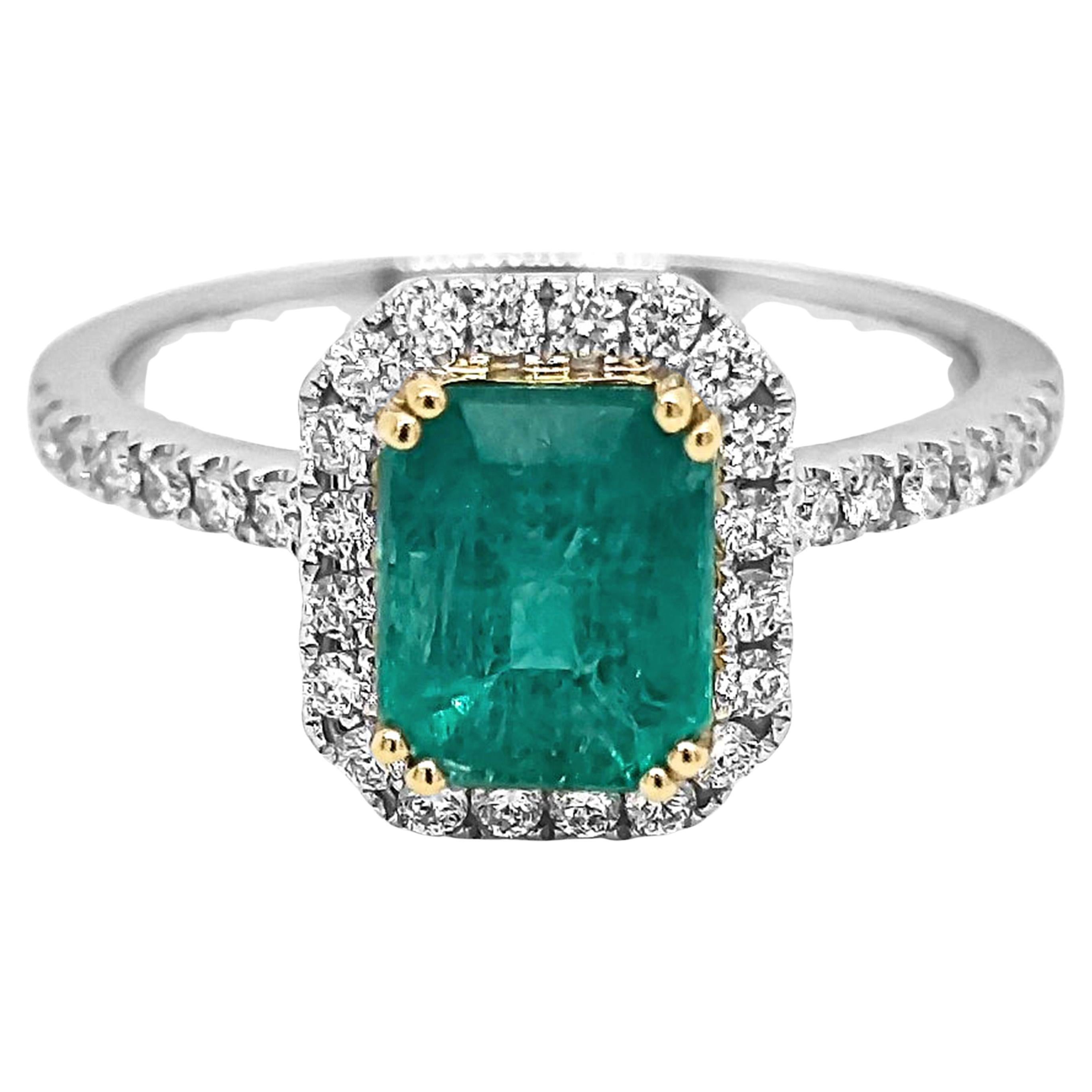 4.34 Carat Emerald and Diamond White Gold Ring