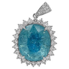 Ciondolo in oro bianco con tormalina Paraiba e diamanti da 4,34 carati