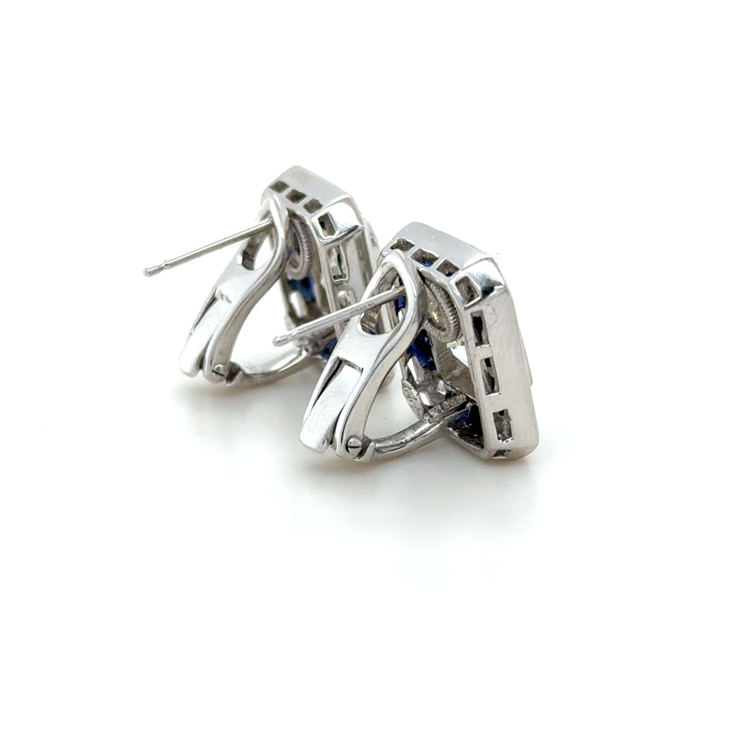 4,34 Karat Diamant- und Saphir-Ohrstecker mit Strahlenschliff (Radiantschliff) im Angebot