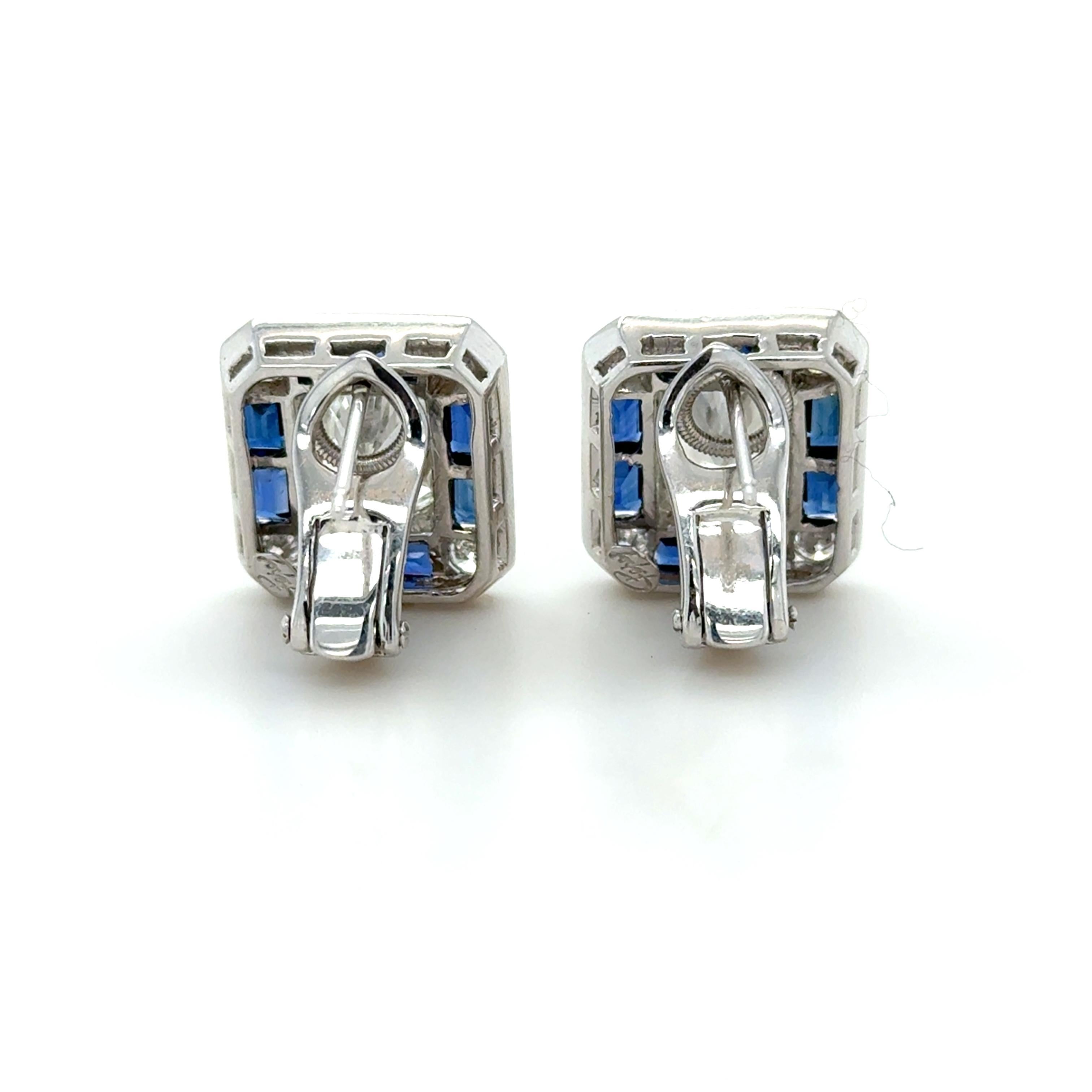 4,34 Karat Diamant- und Saphir-Ohrstecker mit Strahlenschliff im Zustand „Hervorragend“ im Angebot in Chicago, IL
