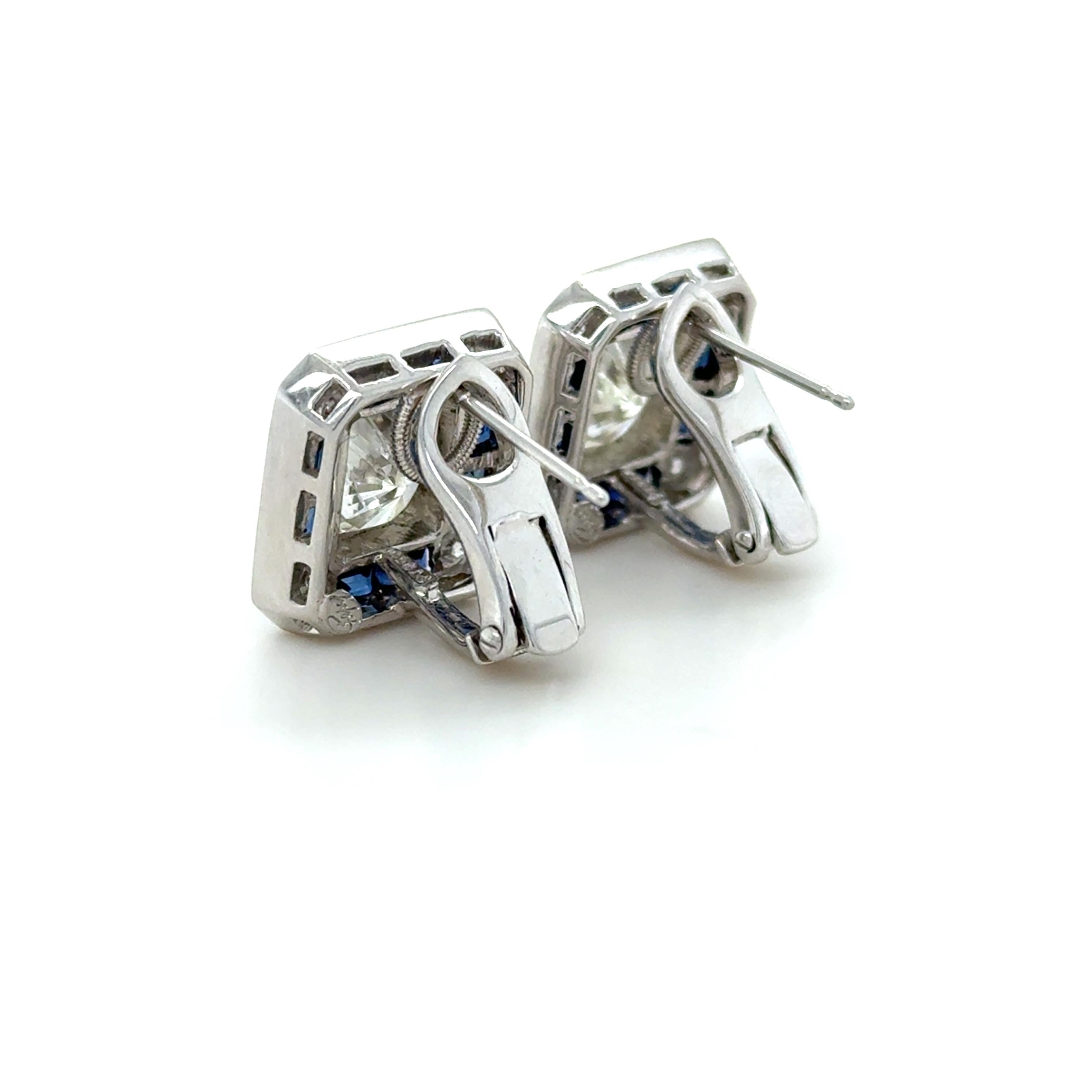 4,34 Karat Diamant- und Saphir-Ohrstecker mit Strahlenschliff im Angebot 1