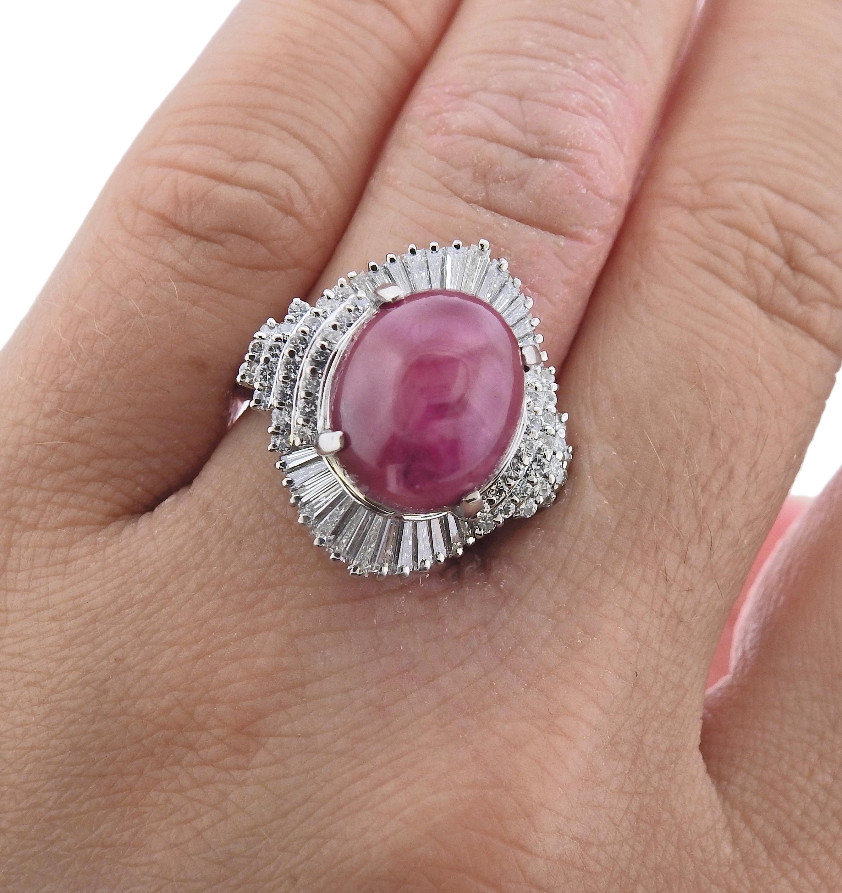 4.34 Carat Ruby Diamond Platinum Cocktail Ring In Excellent Condition For Sale In New York, NY