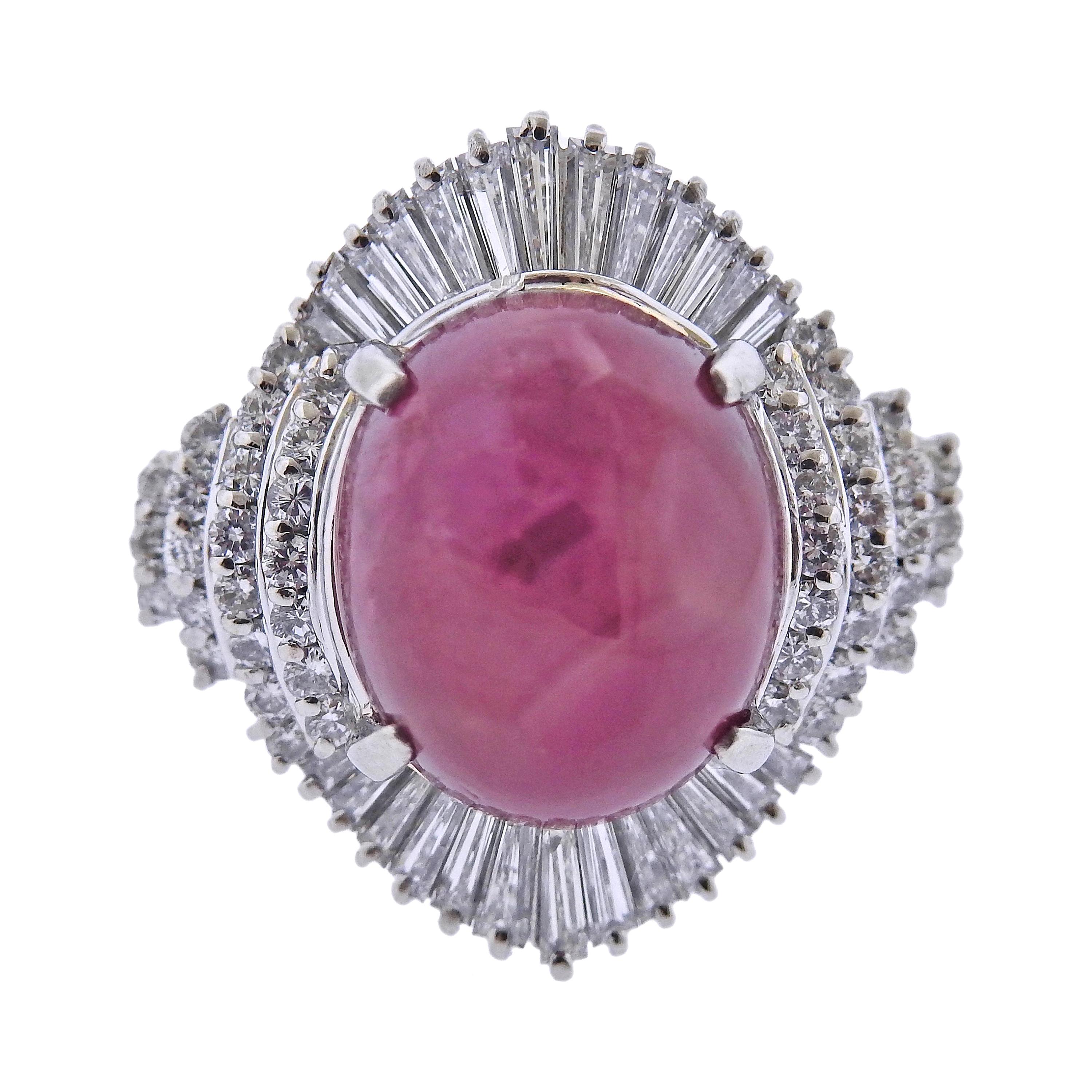 4.34 Carat Ruby Diamond Platinum Cocktail Ring