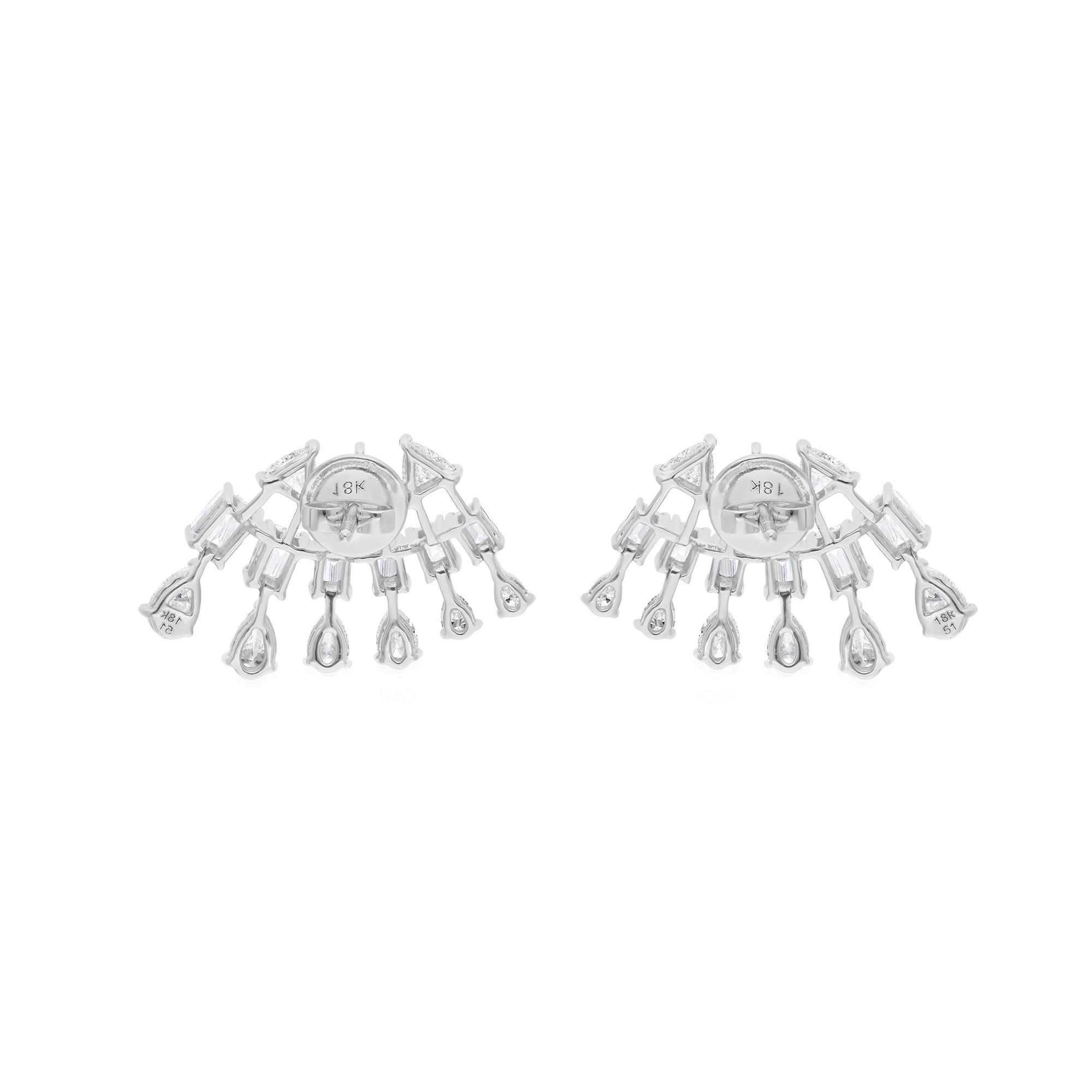4.34 Carat Trillion Pear Emerald Cut SI/H Diamond 18 Karat White Gold Earrings In New Condition For Sale In Diera, Dubai