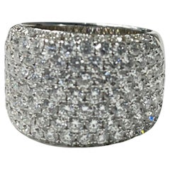 4.34 Carat White Diamond Pave Set Ring in 18K White Gold
