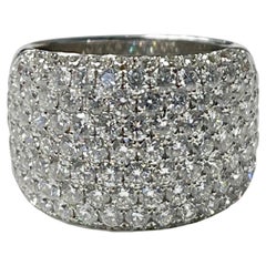 4.34 Carat White Diamond Pave Set Ring in 18K White Gold