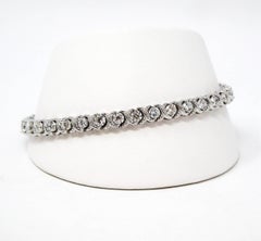 4.34 Carat Total Round Brilliant Diamond XO Tennis Bracelet 14 Karat White Gold