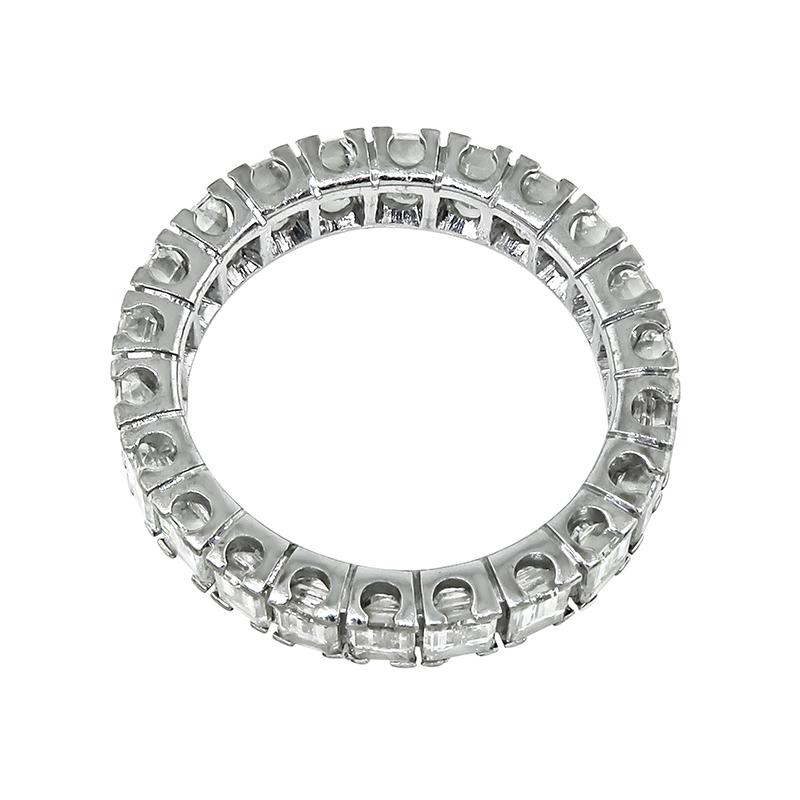 Baguette Cut 4.34ct Diamond Eternity Wedding Band For Sale