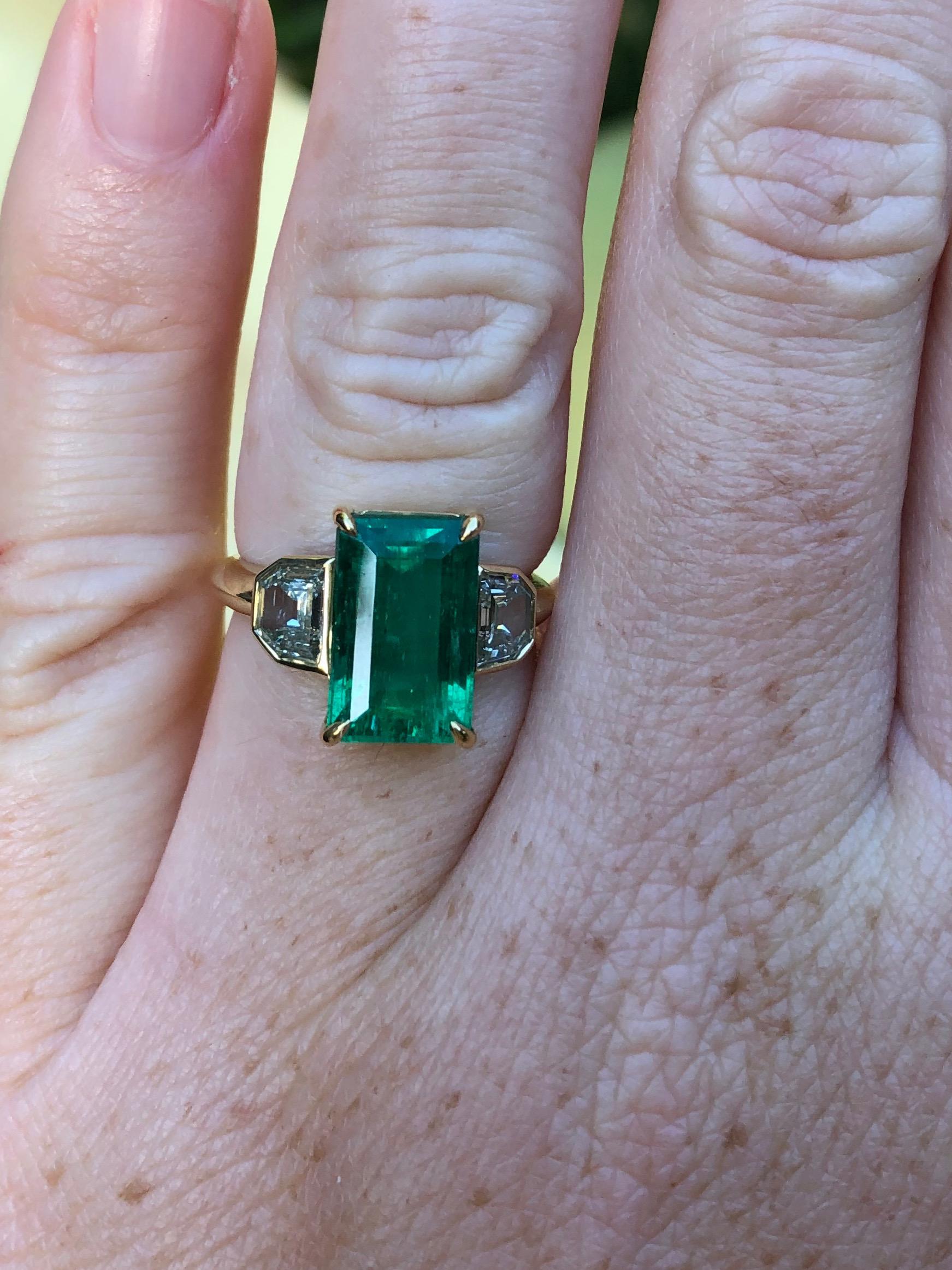 Artisan 4.35 Carat Colombian Muzo Emerald and Diamond Engagement Ring