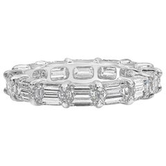 Roman Malakov 4.35 Carat Emerald Cut Diamond Horizontal Eternity Wedding Band