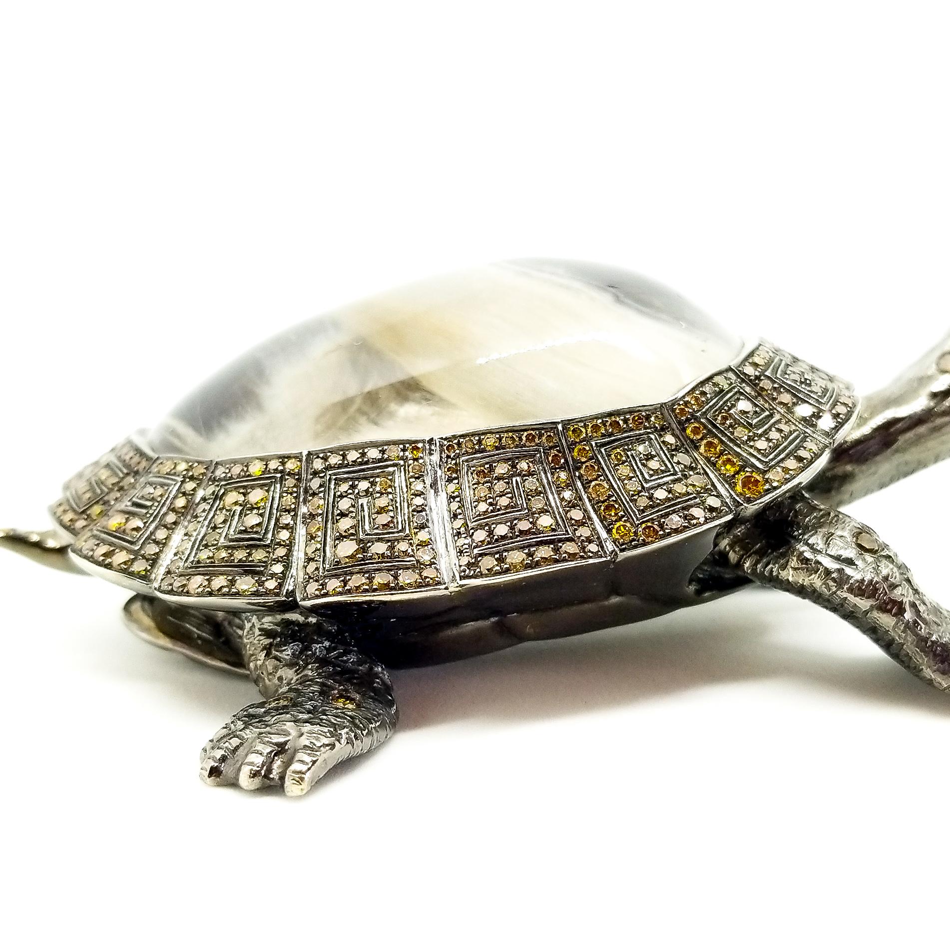 4.35 Carat Fancy Diamond Solid 18K Golden Turtle Lifesize Figurine  For Sale 4