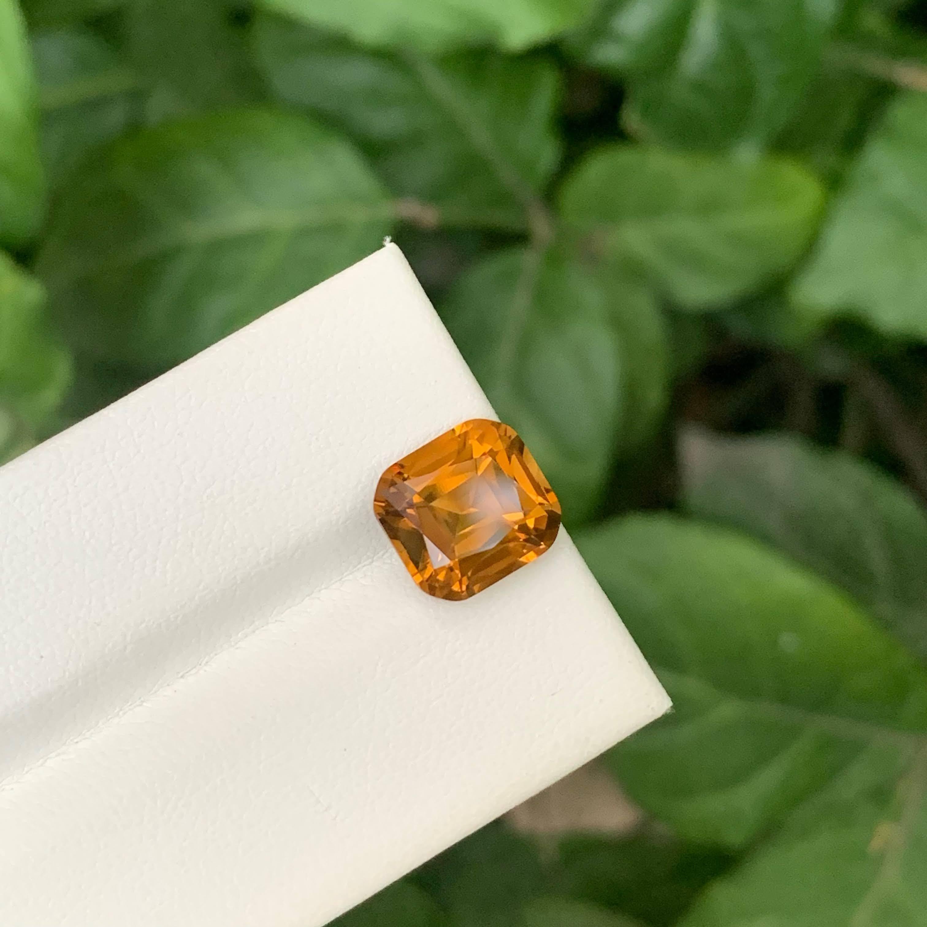 4.35 Carat Natural Loose Brownish Orange Citrine Cushion Cut Brazilian Gemstone (pierre précieuse brésilienne) en vente 4