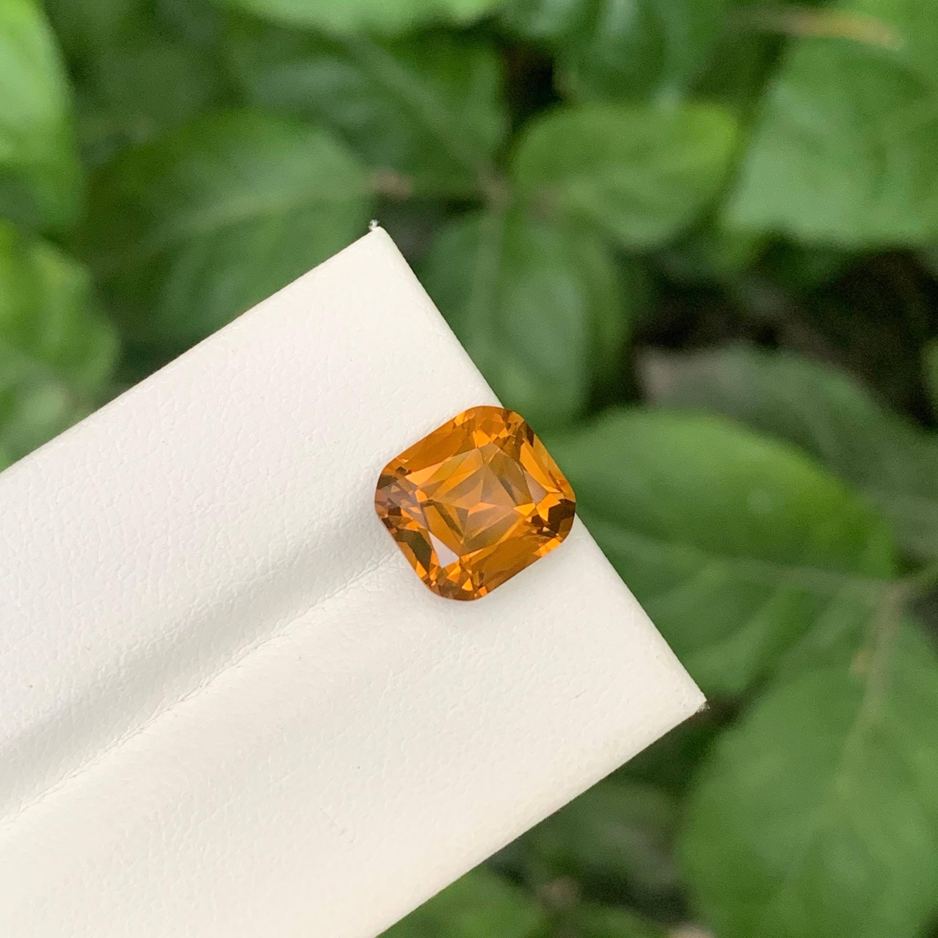 4.35 Carat Natural Loose Brownish Orange Citrine Cushion Cut Brazilian Gemstone (pierre précieuse brésilienne) en vente 1
