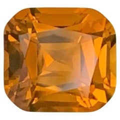 4.35 Carat Natural Loose Brownish Orange Citrine Cushion Cut Brazilian Gemstone
