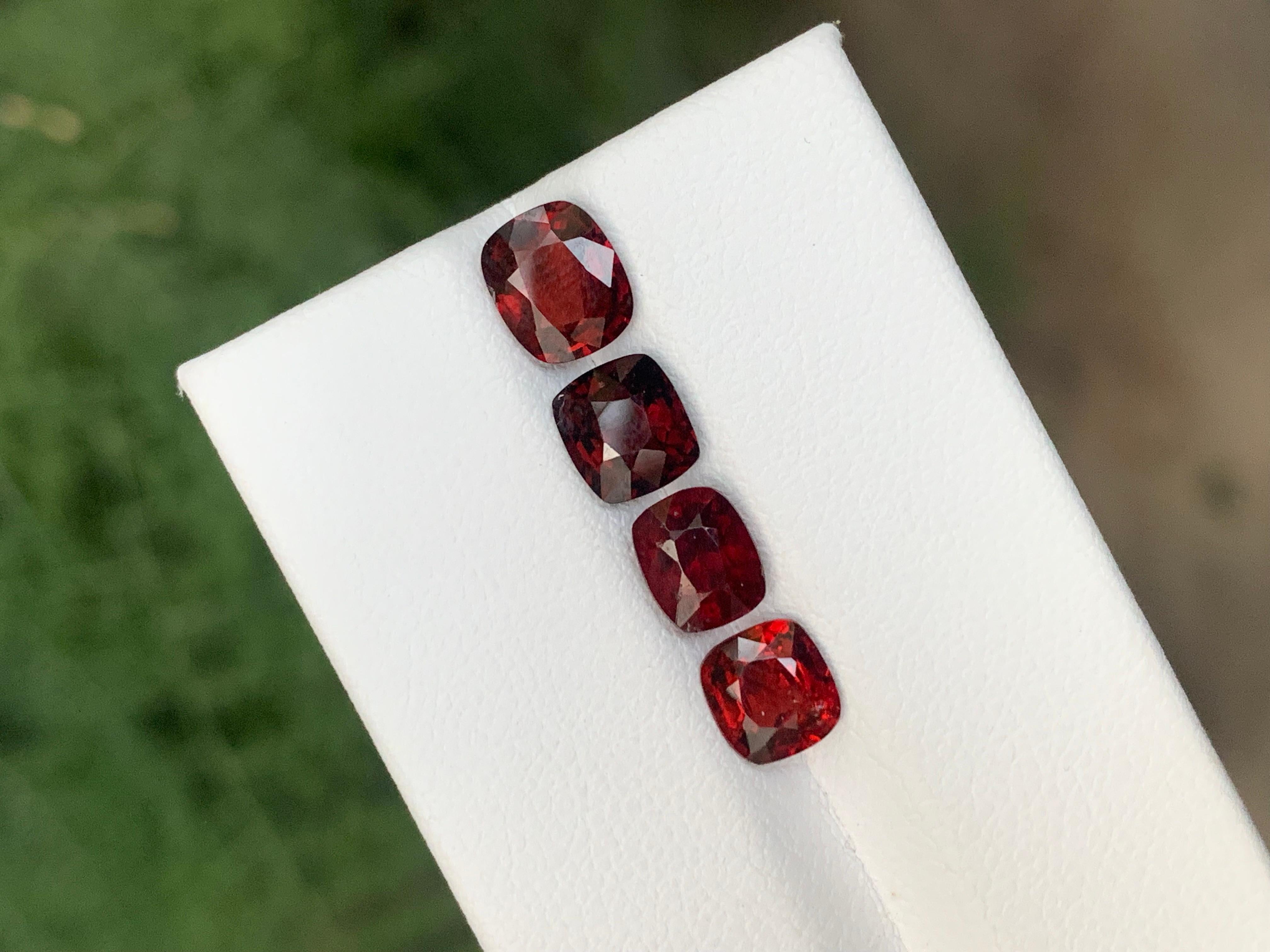 Cushion Cut 4.35 Carat Natural Loose Burmese Red Spinel Lot  For Jewellery Making For Sale