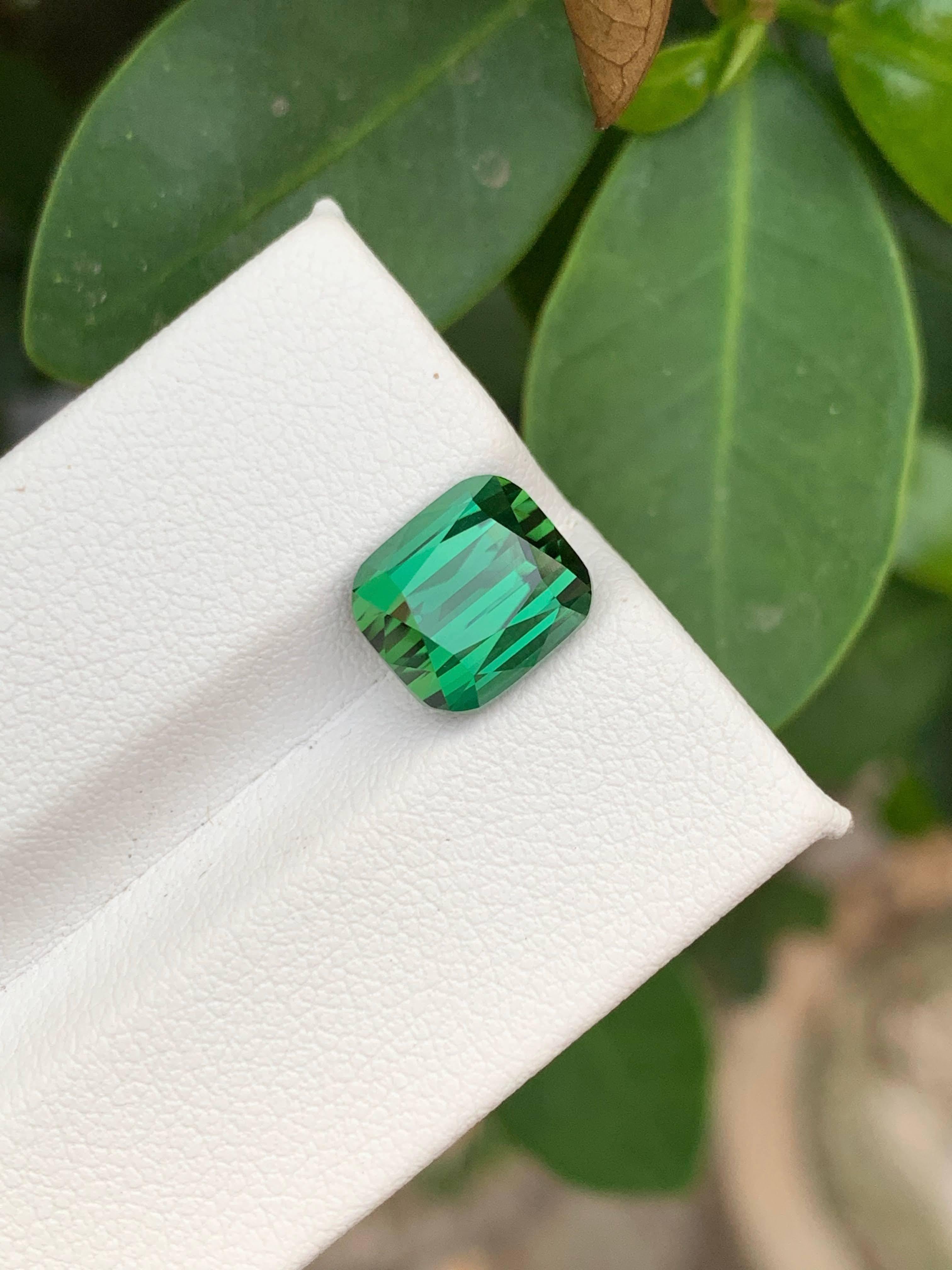 Taille coussin 4.35 Carat Natural Loose Greenish Blue Tourmaline Cushion Cut Afghan Gemstone (Tourmaline bleue verdâtre en vrac, taille coussin) en vente