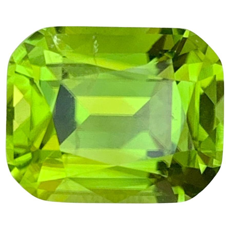4.35 Carat Natural Loose Peridot Cushion Shape Gemstone For Sale