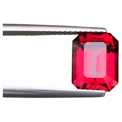 4.35 Carat Natural Loose Red Garnet Stone Emerald Cut Tanzanian Gemstone