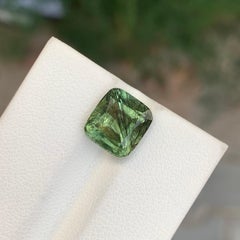 4.35 Carat Natural Loose Rutile Peridot Cushion Shape Gemstone