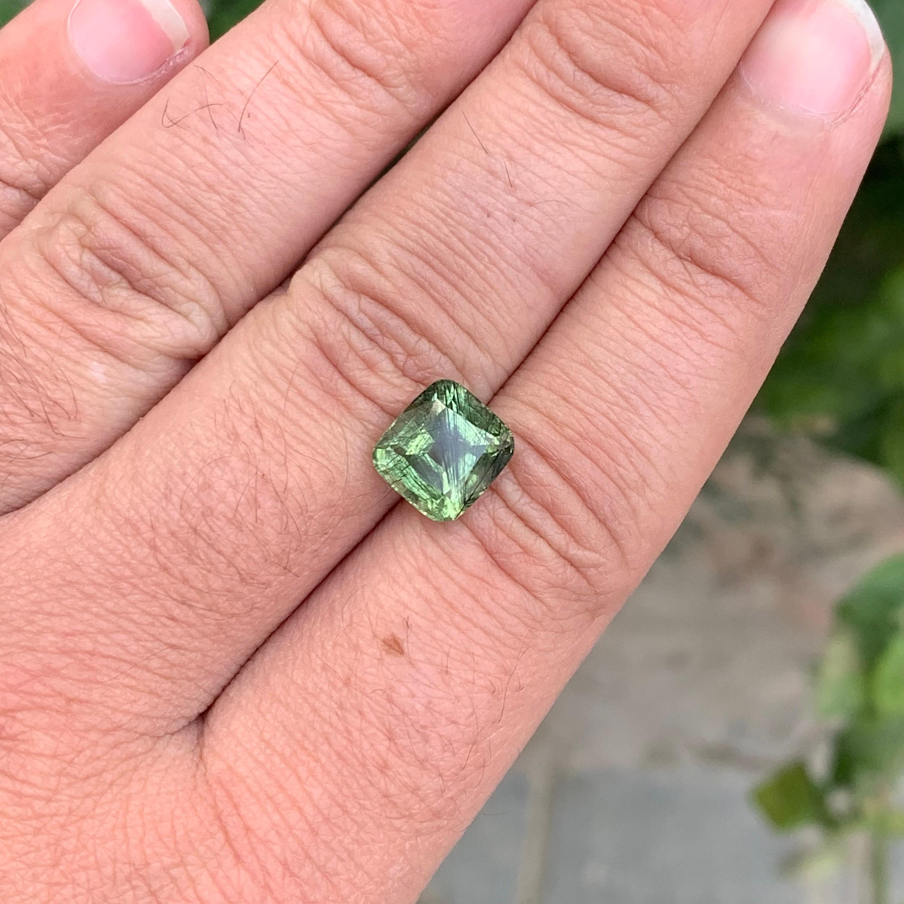 4.35 Carat Natural Loose Rutile Peridot Cushion Shape Gemstone (pierre précieuse en forme de coussin) Neuf - En vente à Peshawar, PK