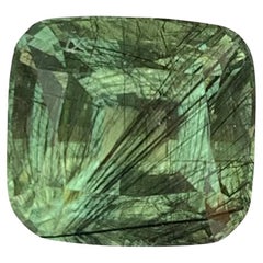 4.35 Carat Natural Loose Rutile Peridot Cushion Shape Gemstone