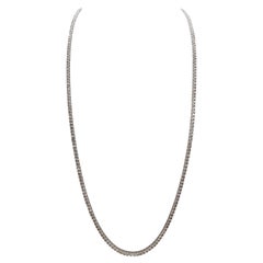 4.35 Carat Round Brilliant Cut Diamond Tennis Necklace 14 Karat White Gold 16

