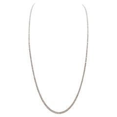 4.35 Carat Round Natural Diamond Tennis Necklace 14 Karat White Gold 22''
