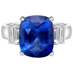 4.35 Carat Sri Lanka Sapphire GIA Certified Non Heated Ceylon Ring Cushion Cut