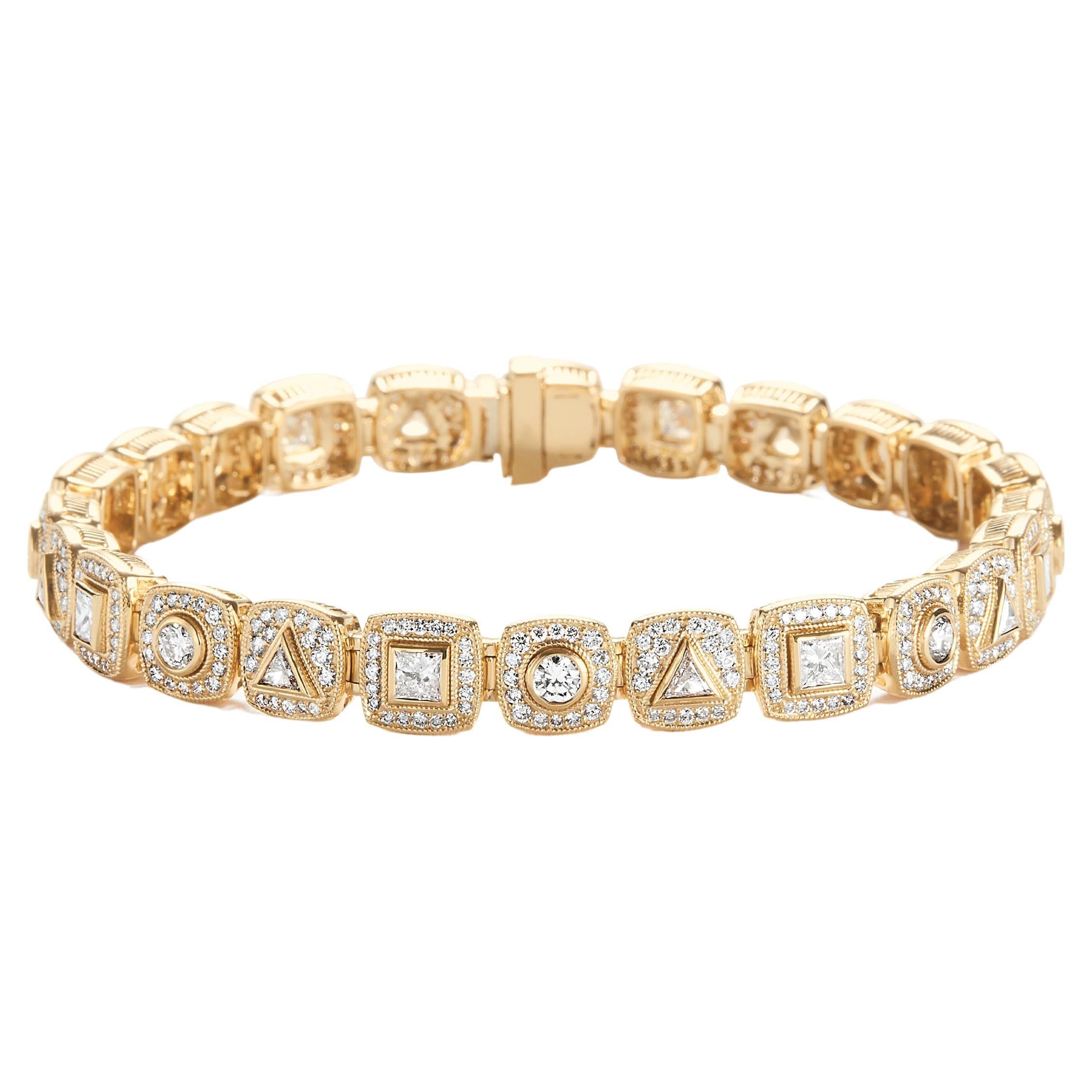 Gwen Beloti 4.35 Carat Trio Diamond Cut Deluxe Tennis Line Bracelet For Sale
