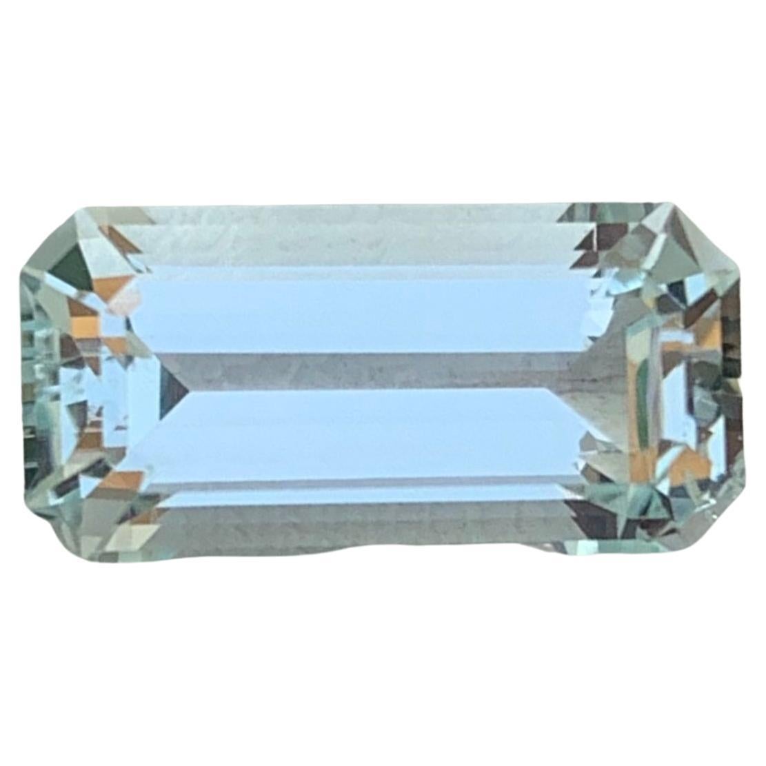 Faceted Aquamarine 
Weight: 4.35 Carats 
Dimension: 14x6.9x5.8 Mm
Origin: Shigar Valley Pakistan 
Color: Light
Shape: Blue
Certificate: On Customer Demand 
Treatment: Non
Aquamarine, the captivating gemstone of the sea, derives its name from the