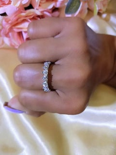 4.35 CTW. Diamond Heart Shape Eternity Band H, VS in 14K Gold with Prong Setting