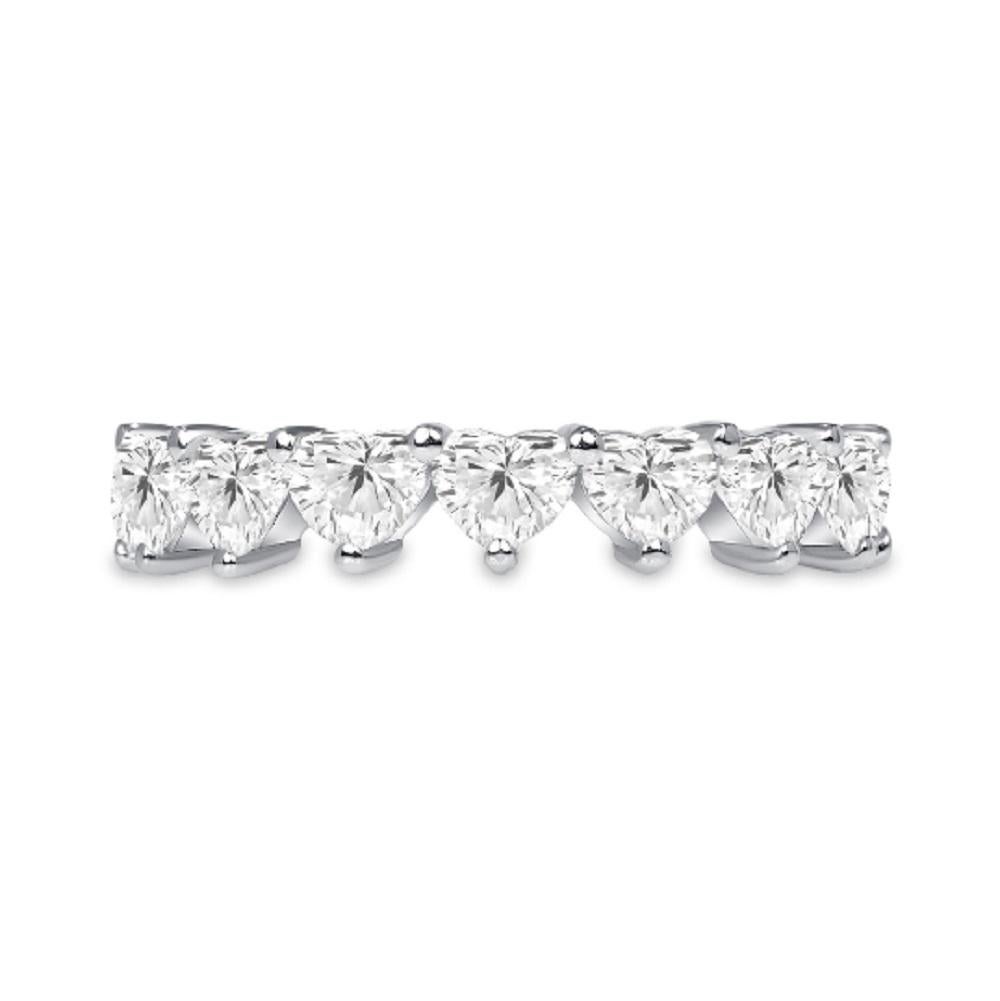 For Sale:  4.35 CTW. Diamond Heart Shape Eternity Band H, VS in 14K Gold with Prong Setting 4
