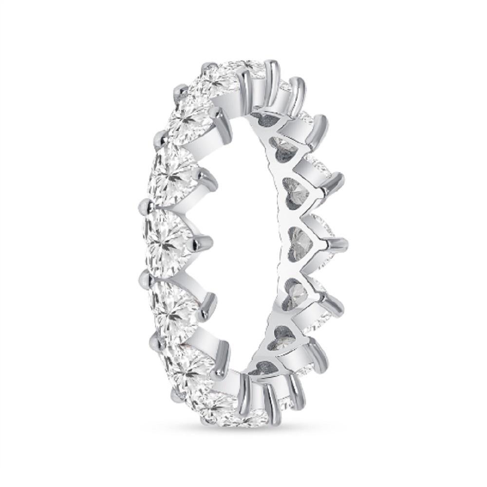 For Sale:  4.35 CTW. Diamond Heart Shape Eternity Band H, VS in 14K Gold with Prong Setting 5