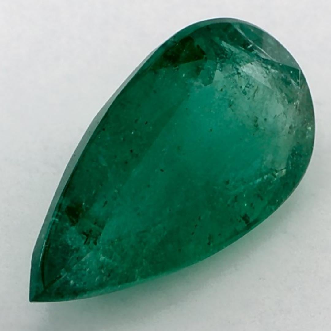 Taille poire 4.35 Ct Emerald Pear Loose Gemstone en vente