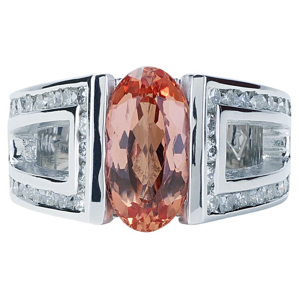 4.35 CTTW Imperial Topaz and Diamond Fashion Ring in White Gold  For Sale